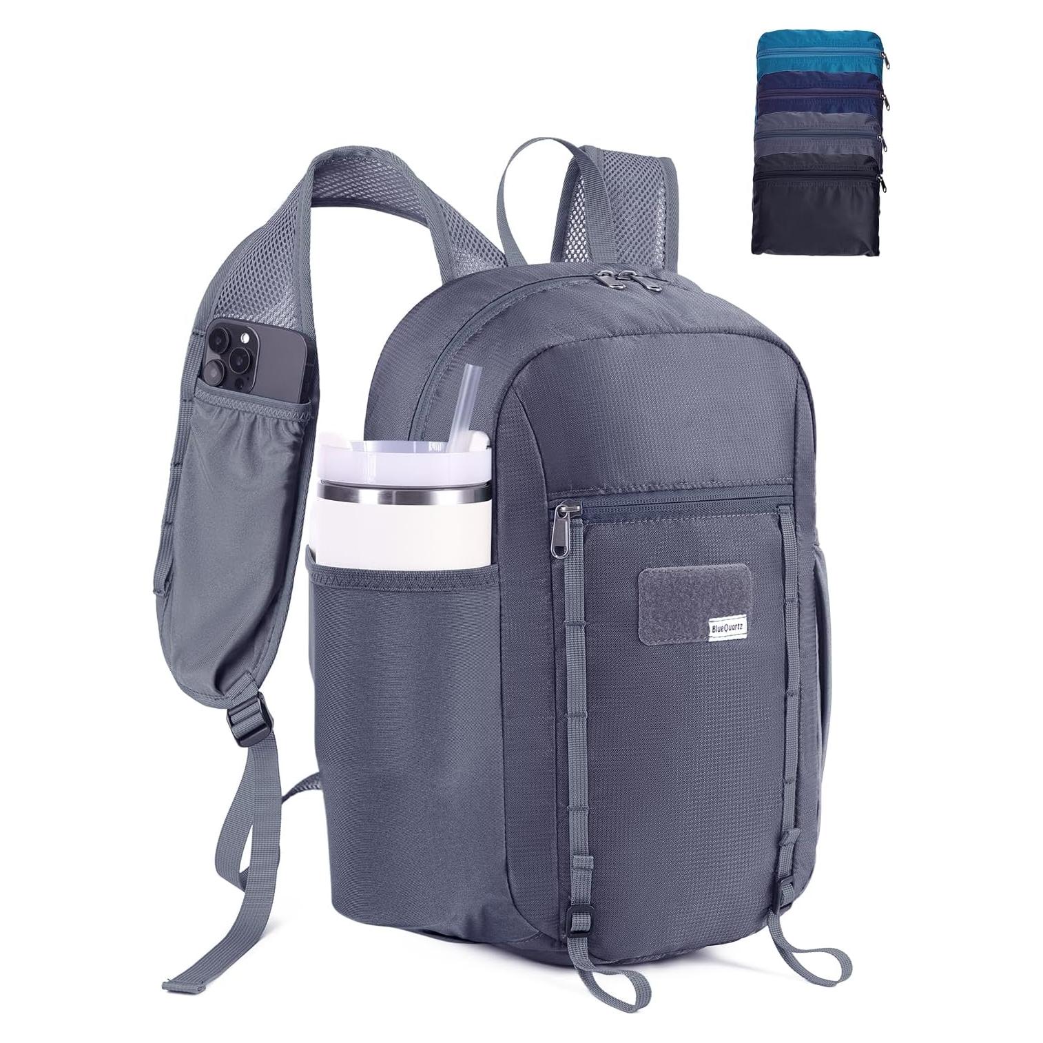 15L Small Hiking Backpack with Chest Pockets for Phone, Ultralight Hiking Daypack with Sternum Straps, Lightweight Foldable Packable Back Pack for Women Men(patent pending)