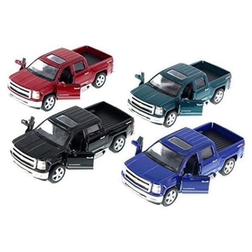 2014 Chevrolet Silverado LTZ Crew Cab 4x4 1:46 Scale 5" Die Cast Metal Model Pick-up Truck Toy (4Set)