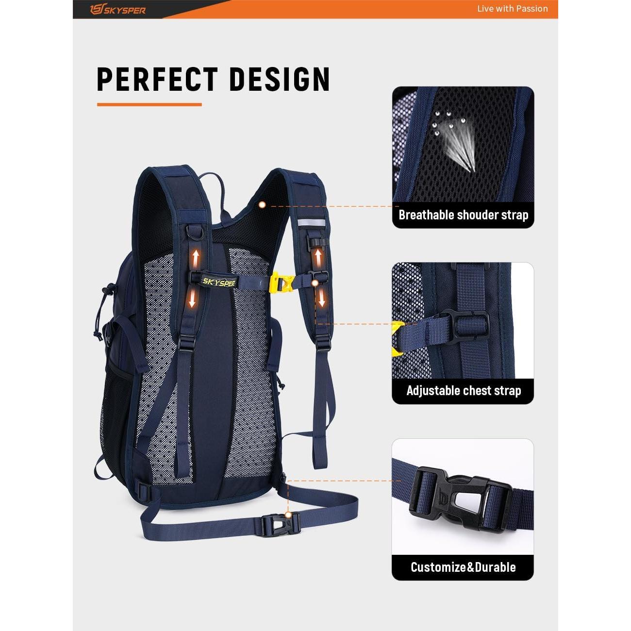 Mochila de Senderismo SKYSPER 20L Ergonómica Azul Marino