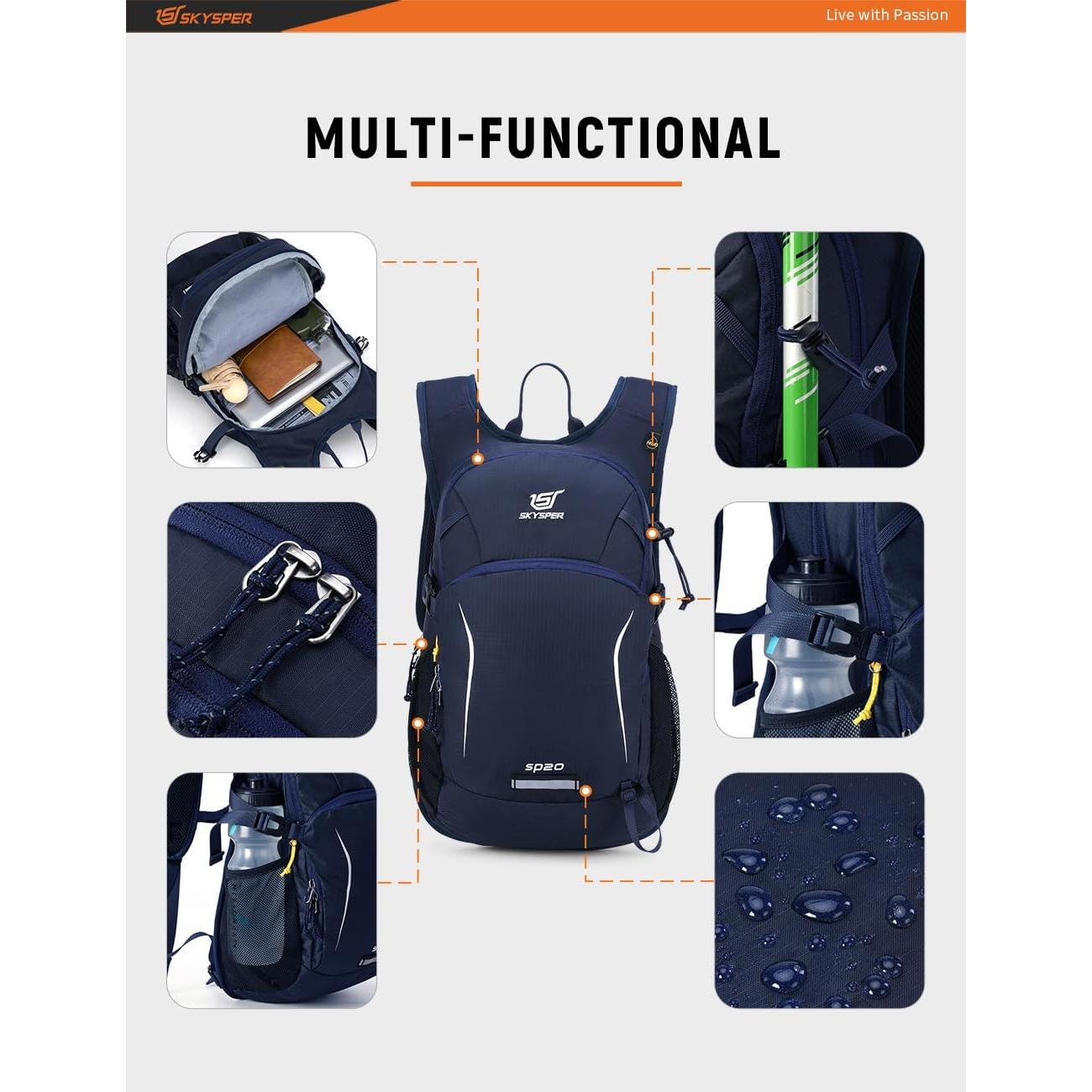 Mochila de Senderismo SKYSPER 20L Ergonómica Azul Marino