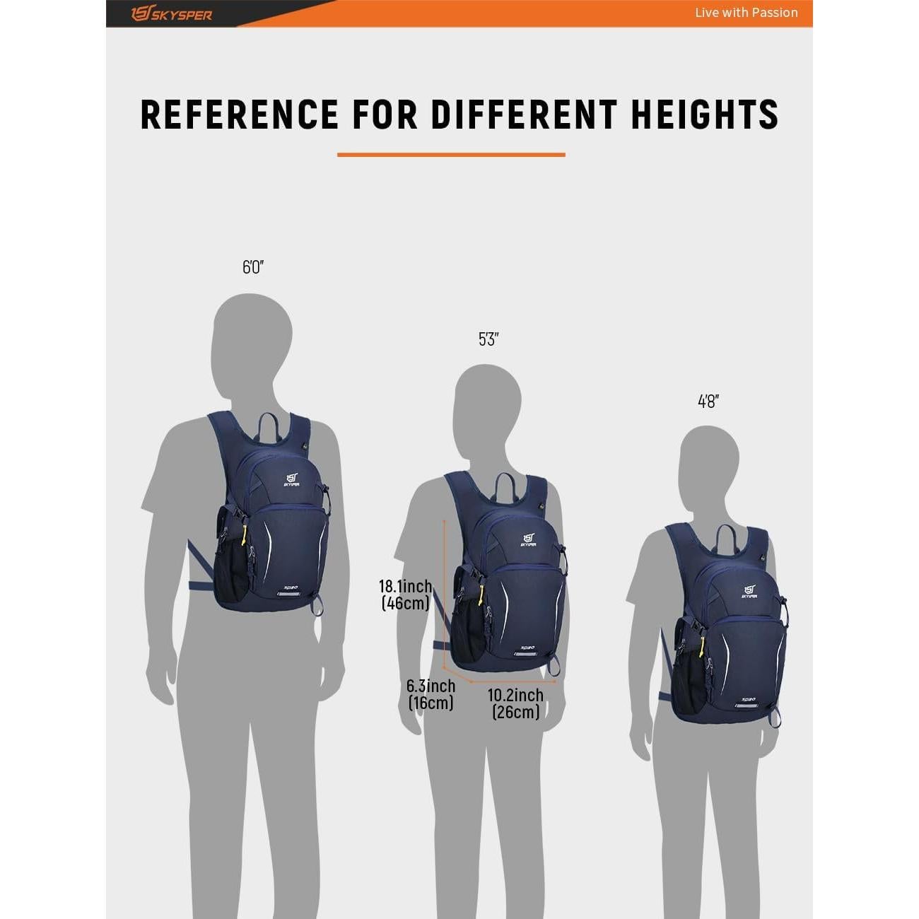 Mochila de Senderismo SKYSPER 20L Ergonómica Azul Marino