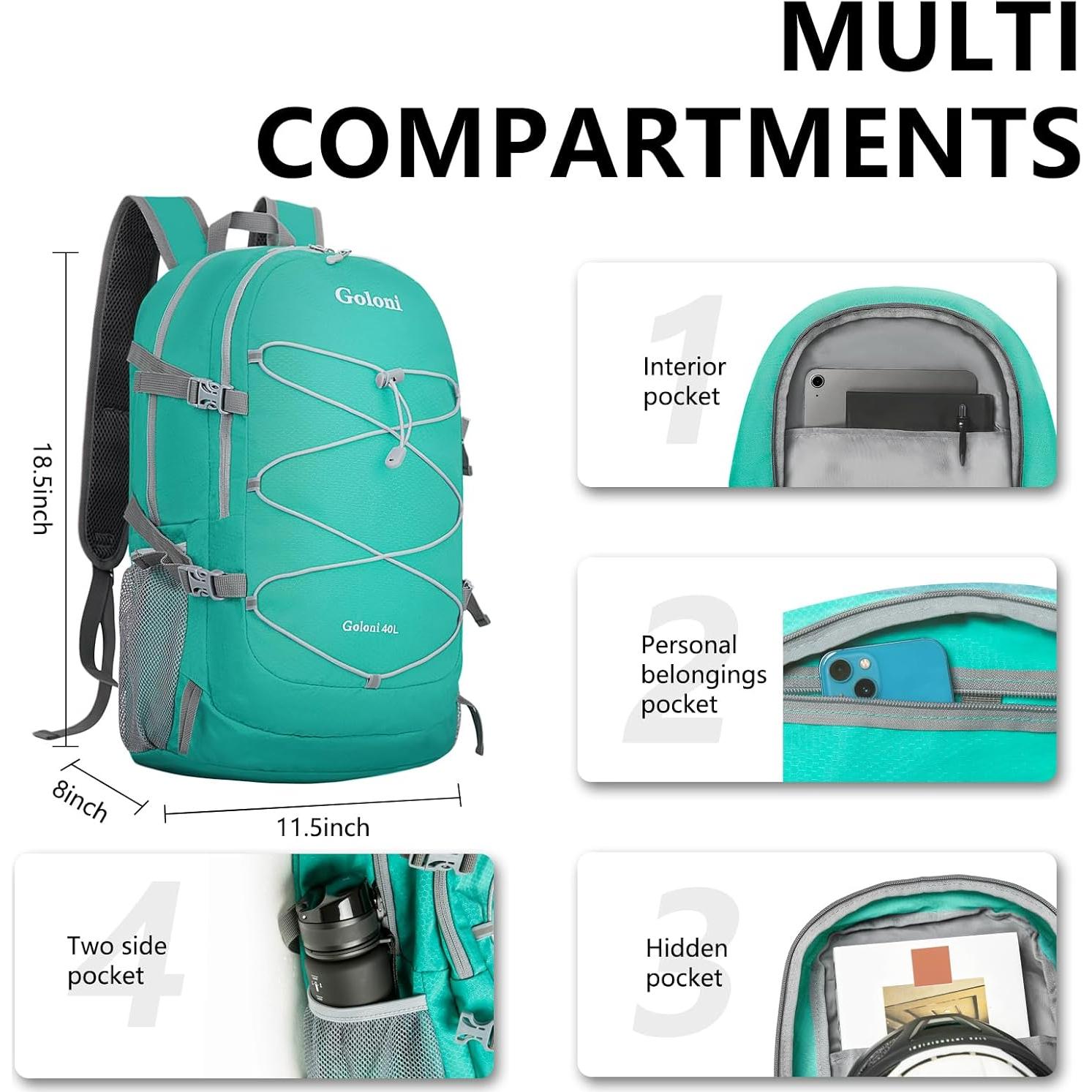 Mochila Plegable Goloni 40L Resistente al Agua Azul Cielo