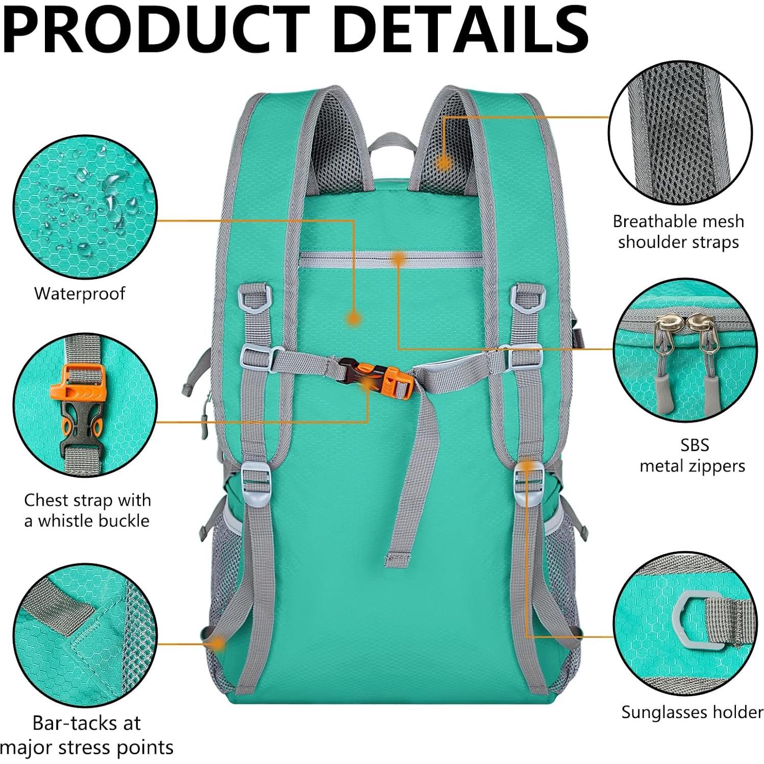 Mochila Plegable Goloni 40L Resistente al Agua Azul Cielo