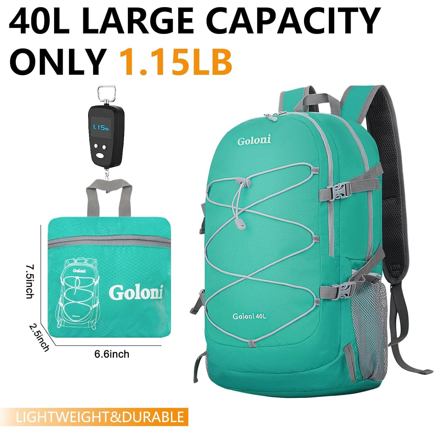 Mochila Plegable Goloni 40L Resistente al Agua Azul Cielo