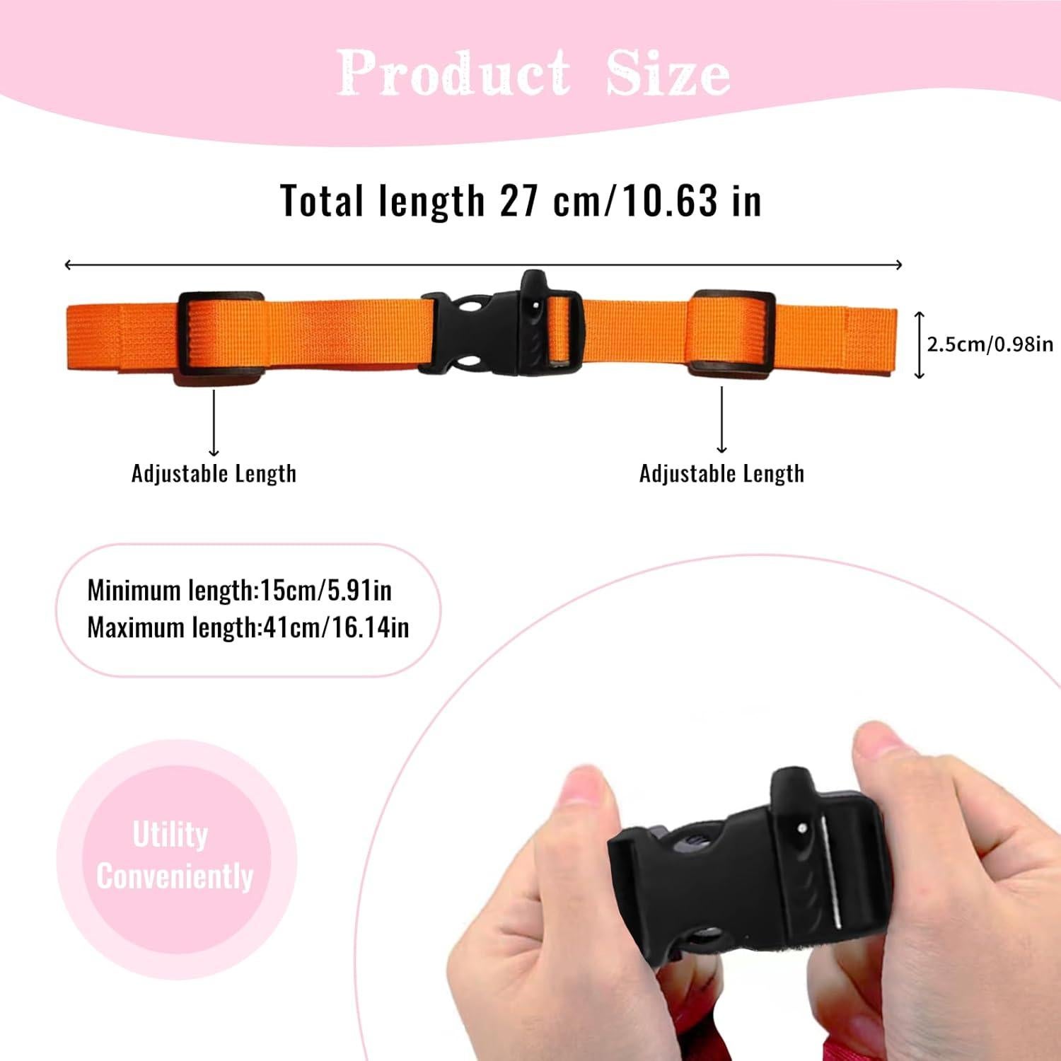 Correa de pecho ajustable para mochila con hebilla naranja