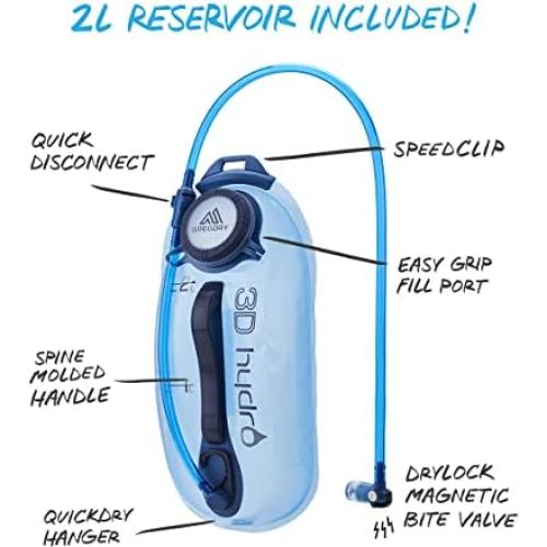 Swift 16L H2O Women's Day Hiking Backpack, Breathable Foam Backpanel, 2L Water Reservoir Included, Xeno Black