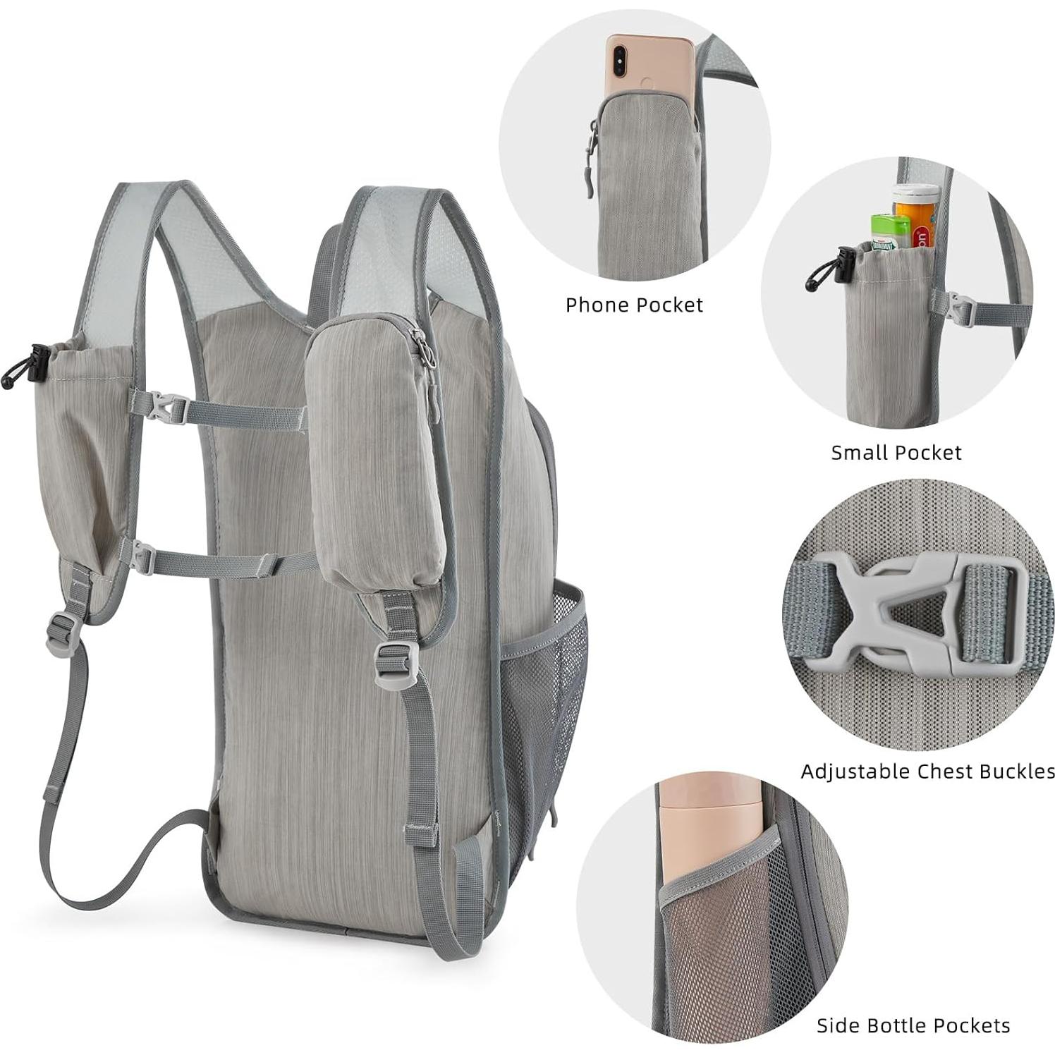 Mochila de Senderismo Plegable G4Free 15L Gris Impermeable