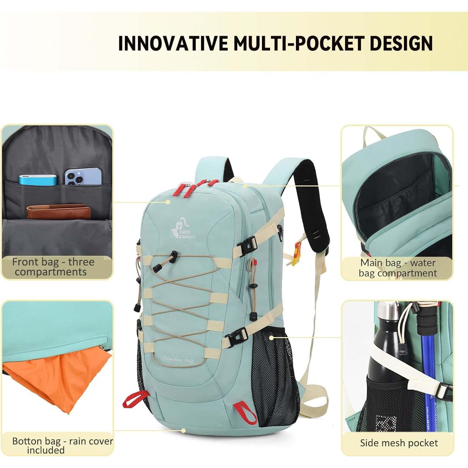 40L Waterproof Hiking Backpack with Rain Cover, Outdoor Sport Travel Bag Daypack for Camping Climbing Skiing Cycling (Pea-green)