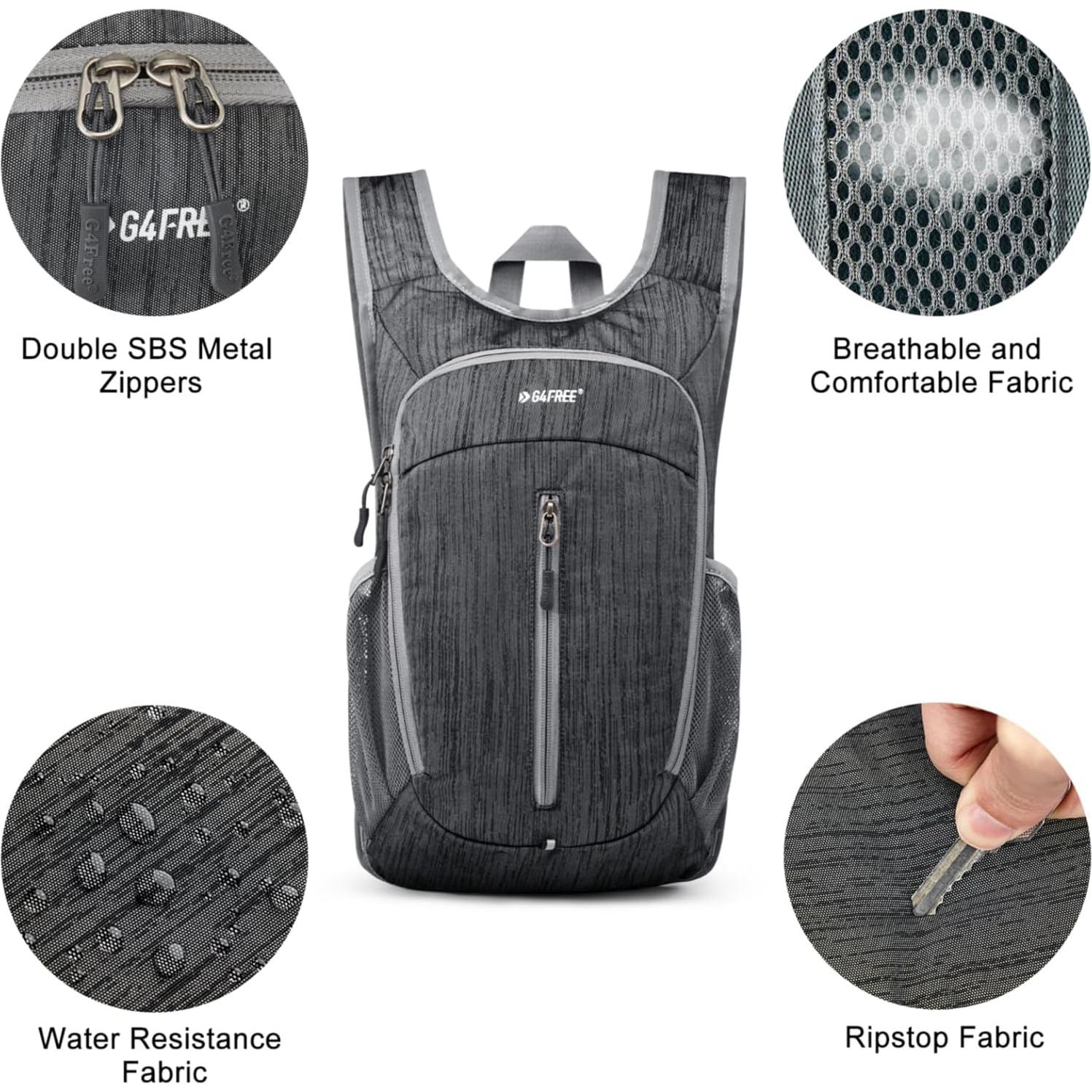 Mochila de Senderismo Plegable G4Free 10L Negra Ligera