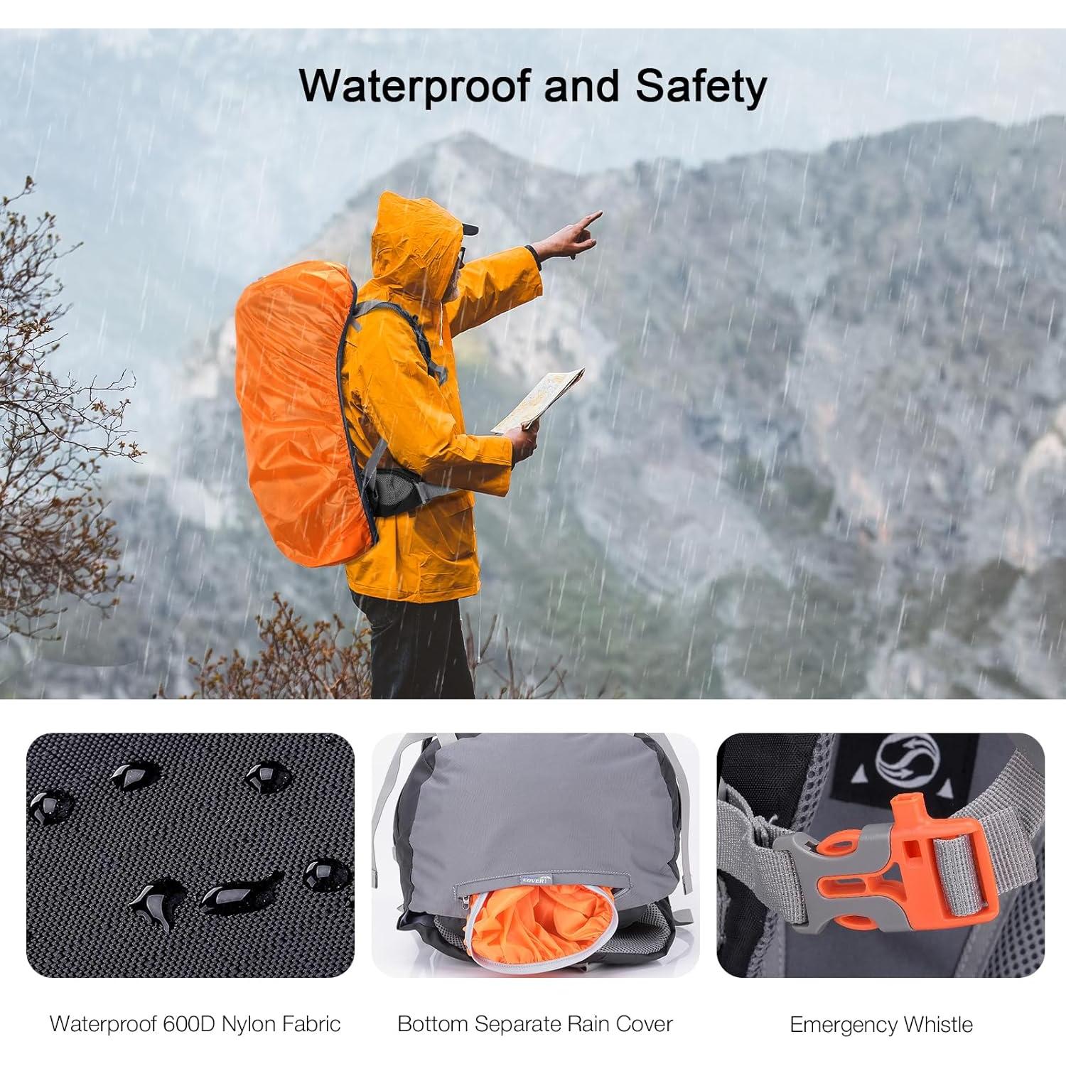 Mochila de Senderismo 60L Outplea Impermeable Negra