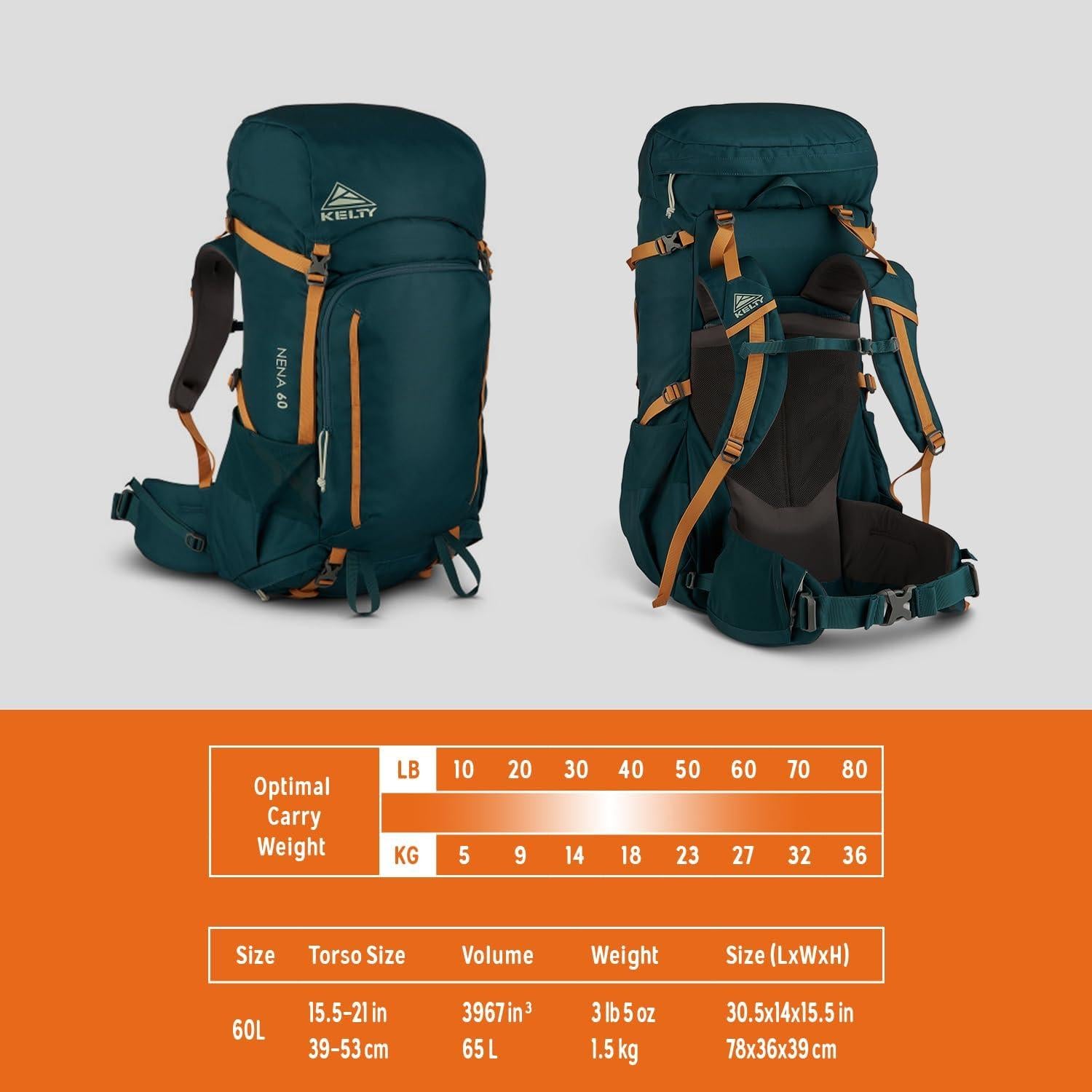 Mochila de Senderismo Kelty Nena 60L para Mujeres Verde