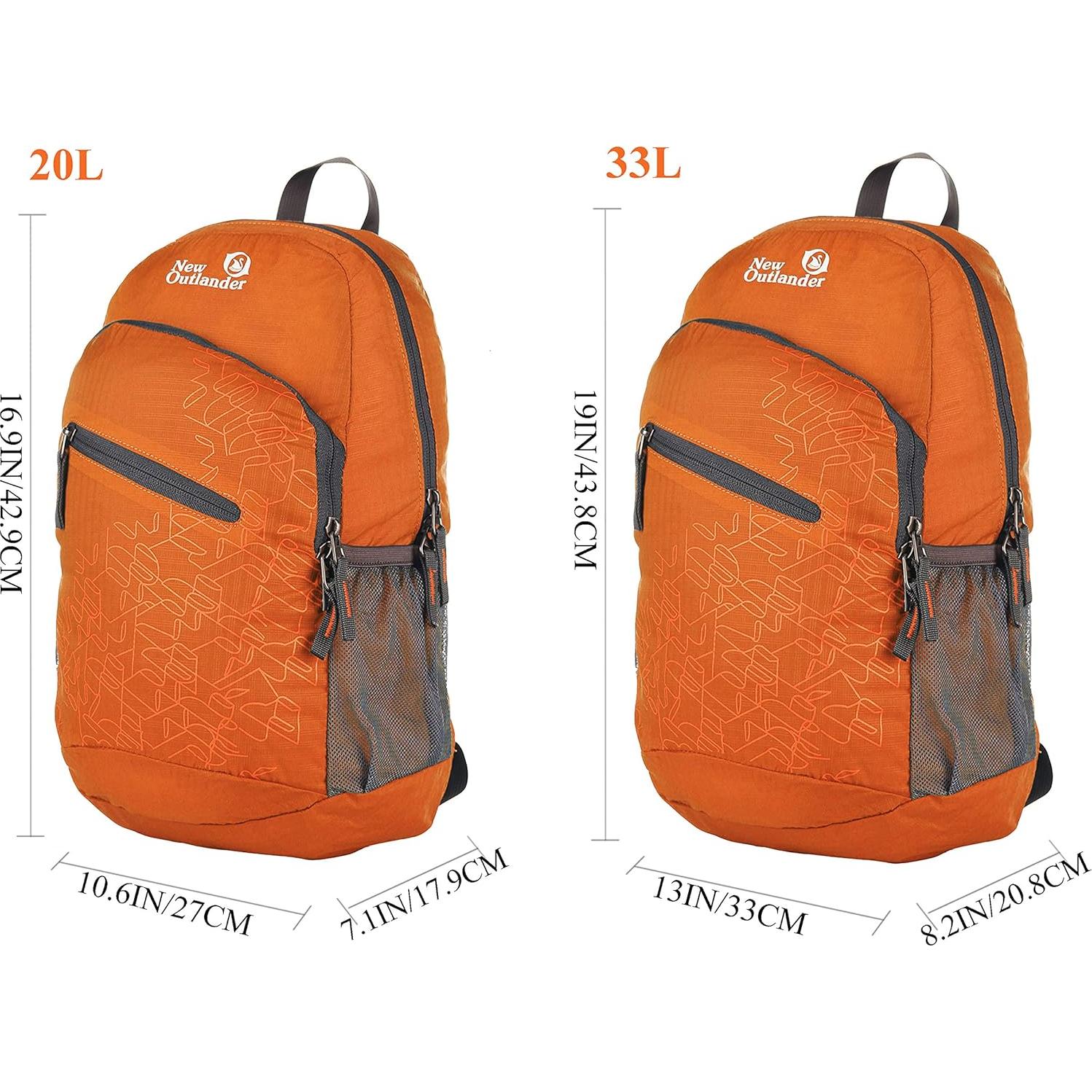 Packable Handy Lightweight Travel Hiking Backpack Daypack-Orange