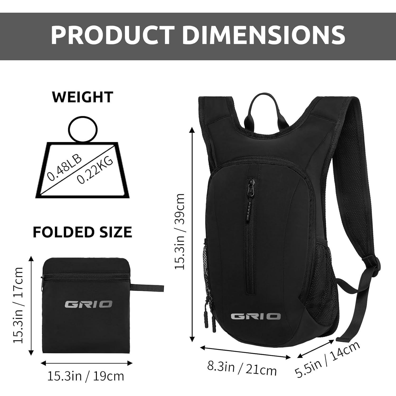 Mochila de Senderismo Plegable GRIO 15L Resistente al Agua