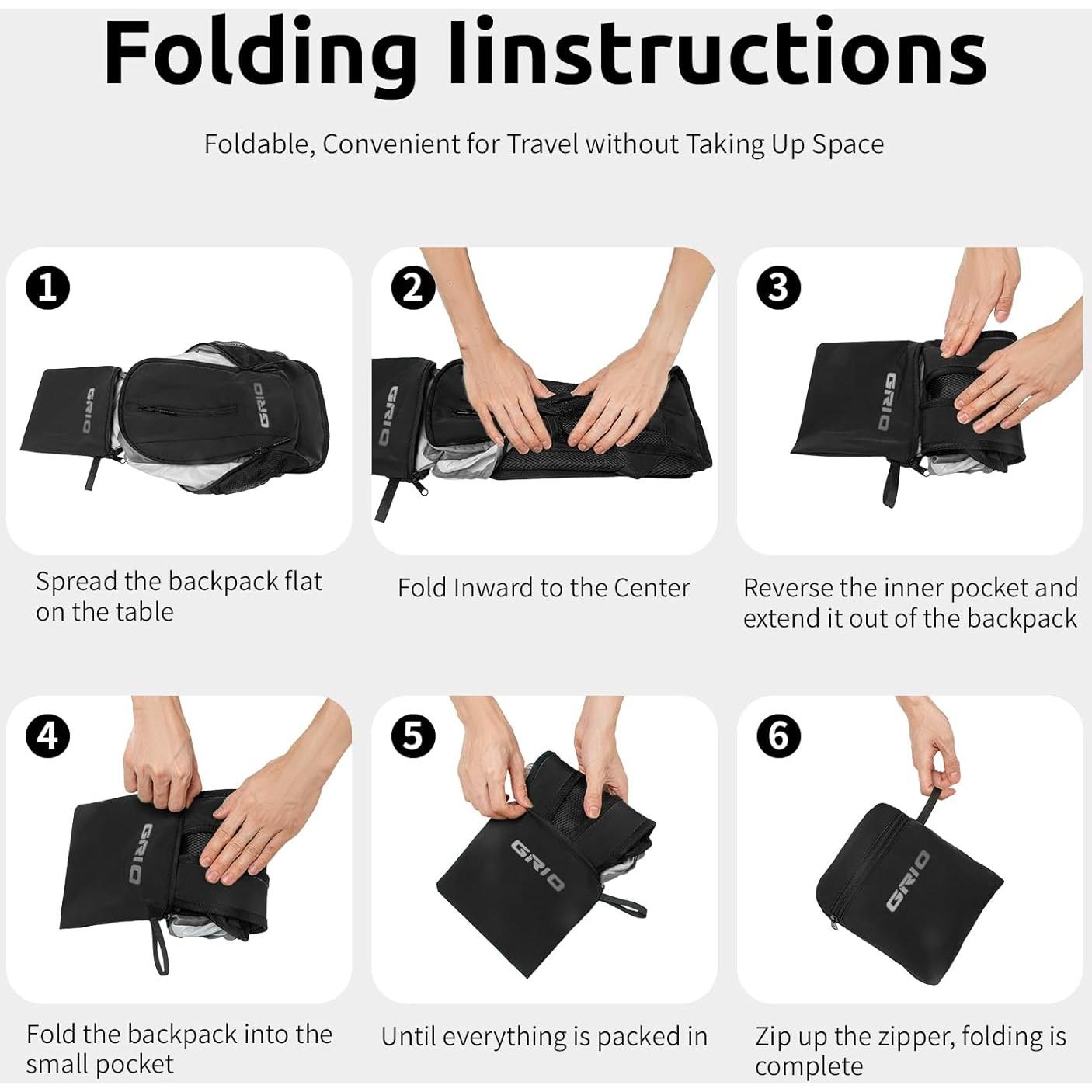 Mochila de Senderismo Plegable GRIO 15L Resistente al Agua