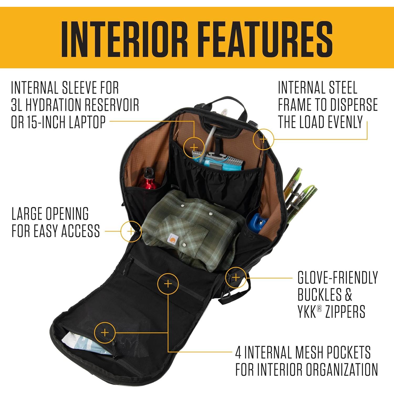 Mochila de Senderismo Carhartt 45L Nylon Repelente al Agua