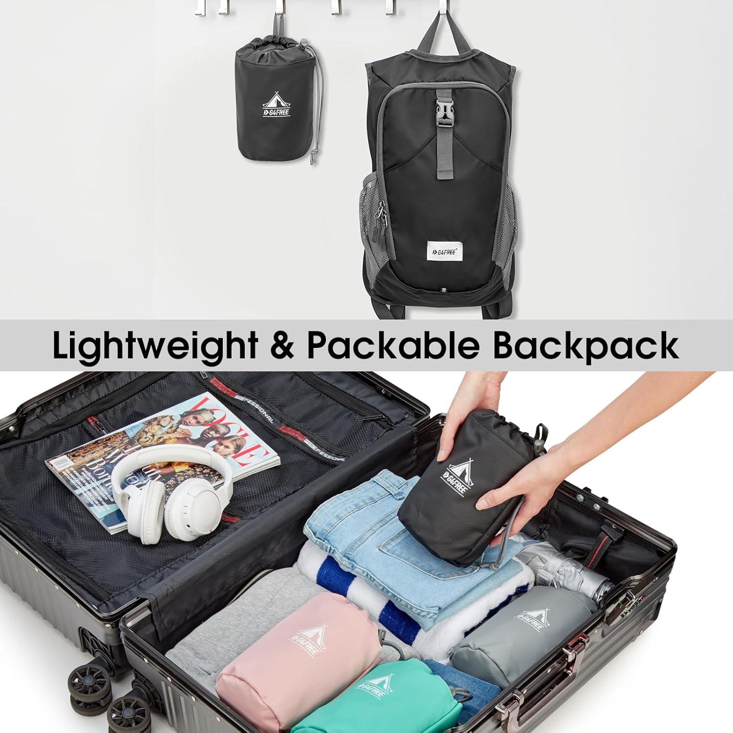 Mochila de Senderismo Plegable G4Free 10L Ligera Negra