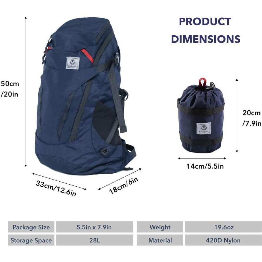 Mochila de Senderismo 4Monster 28L Plegable Resistente al Agua