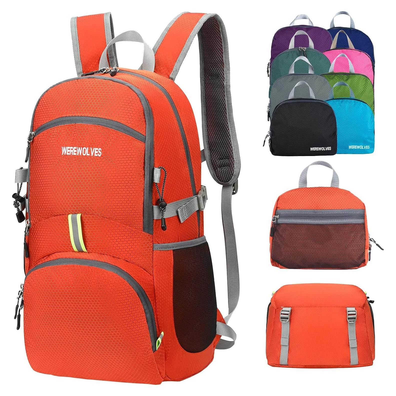 Mochila de Senderismo Plegable WEREWOLVES 35L Naranja
