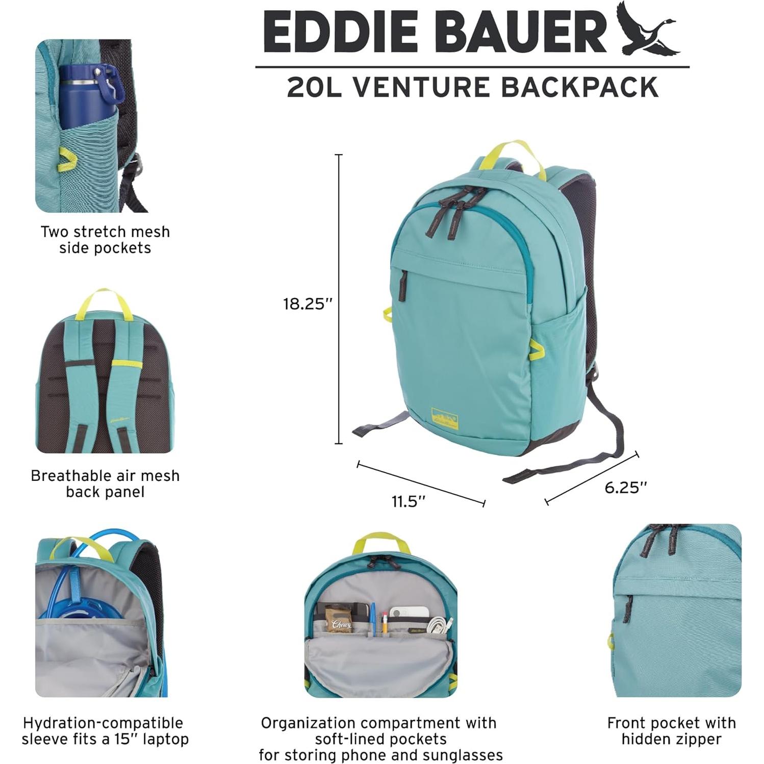 Mochila Eddie Bauer Venture 20L Jade Polvoriento con Hidratación