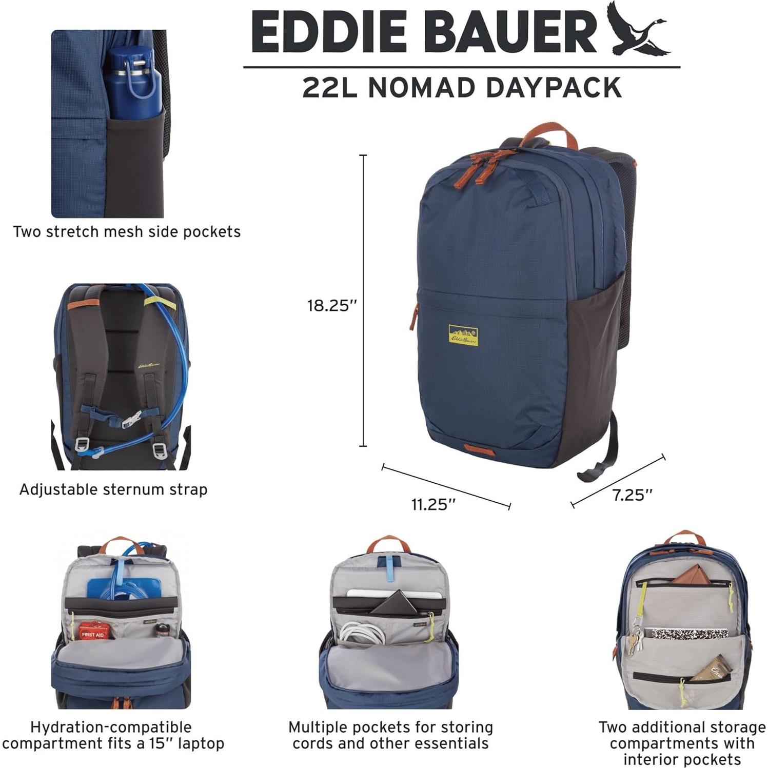 Mochila Eddie Bauer Nomad 22L para Laptop 15" - Índigo Polvoriento