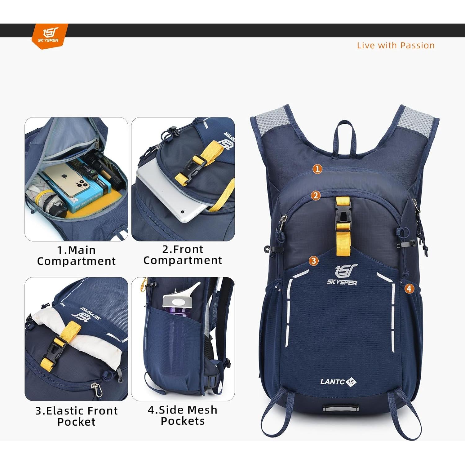 Mochila de Senderismo SKYSPER Lantc15 15L Resistente al Agua
