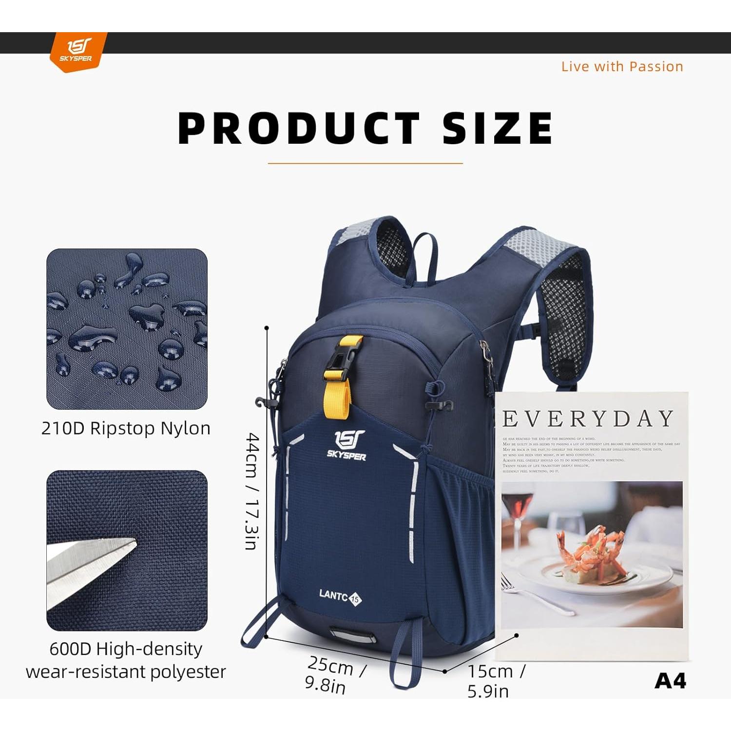 Mochila de Senderismo SKYSPER Lantc15 15L Resistente al Agua