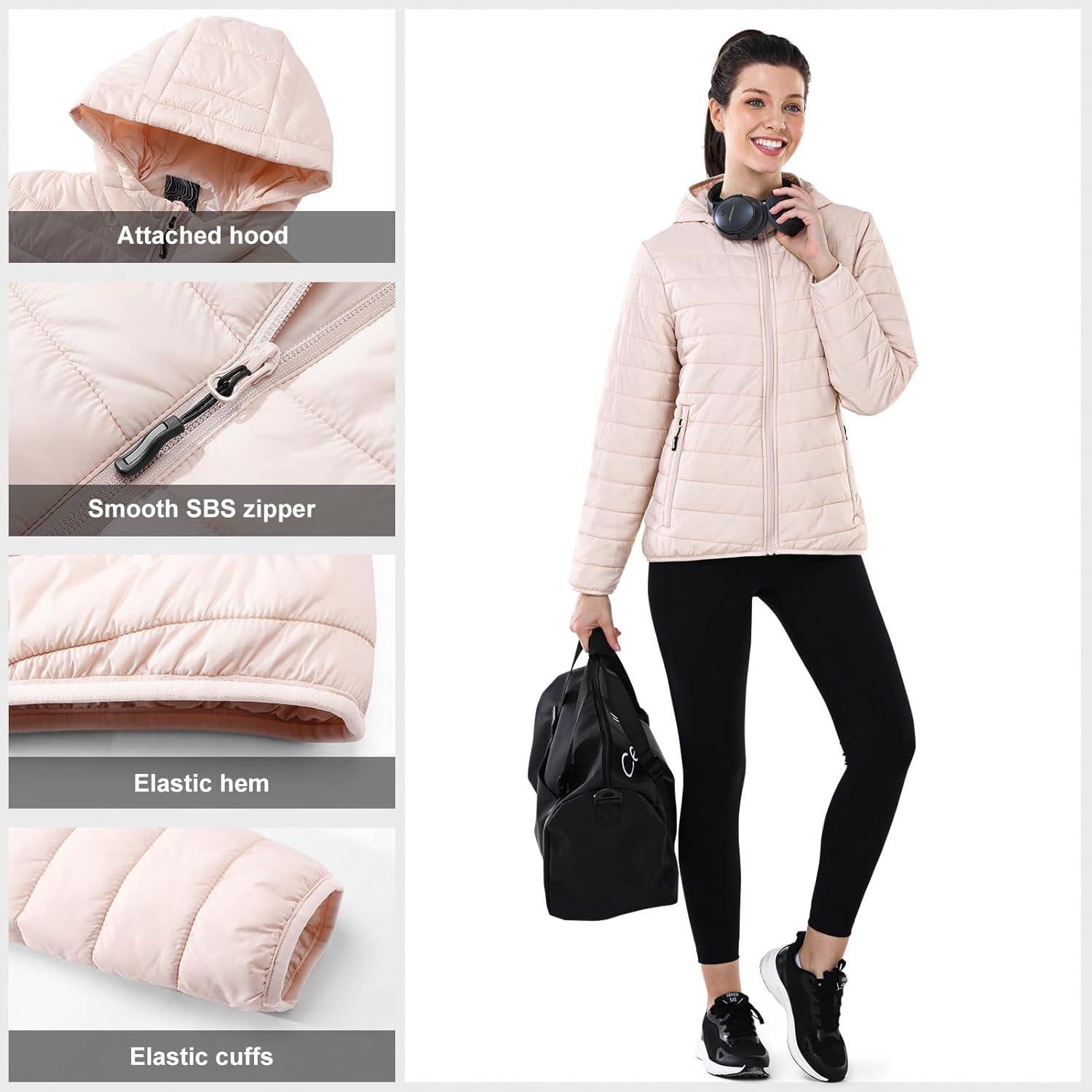 Chaqueta Puffer Ligera Outdoor Ventures para Mujeres Rosa