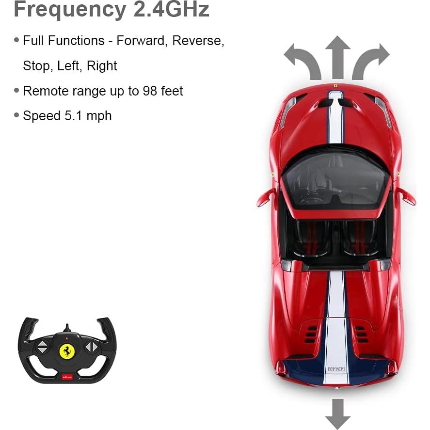 Coche RC Rastar Ferrari 458 Special A Techo Convertible Rojo