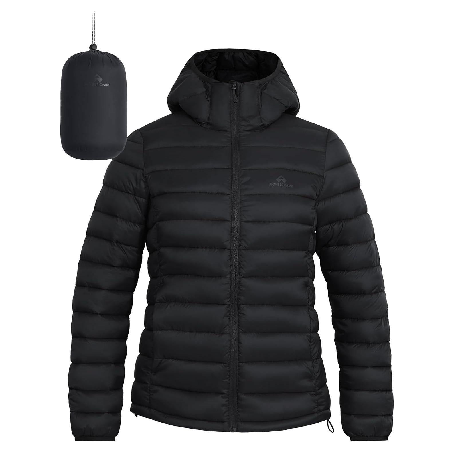 Chaqueta Puffer Impermeable para Mujeres Pioneer Camp Negra