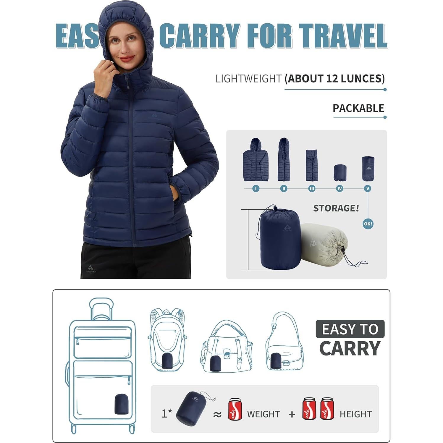 Chaqueta Puffer Impermeable para Mujeres Pioneer Camp Negra