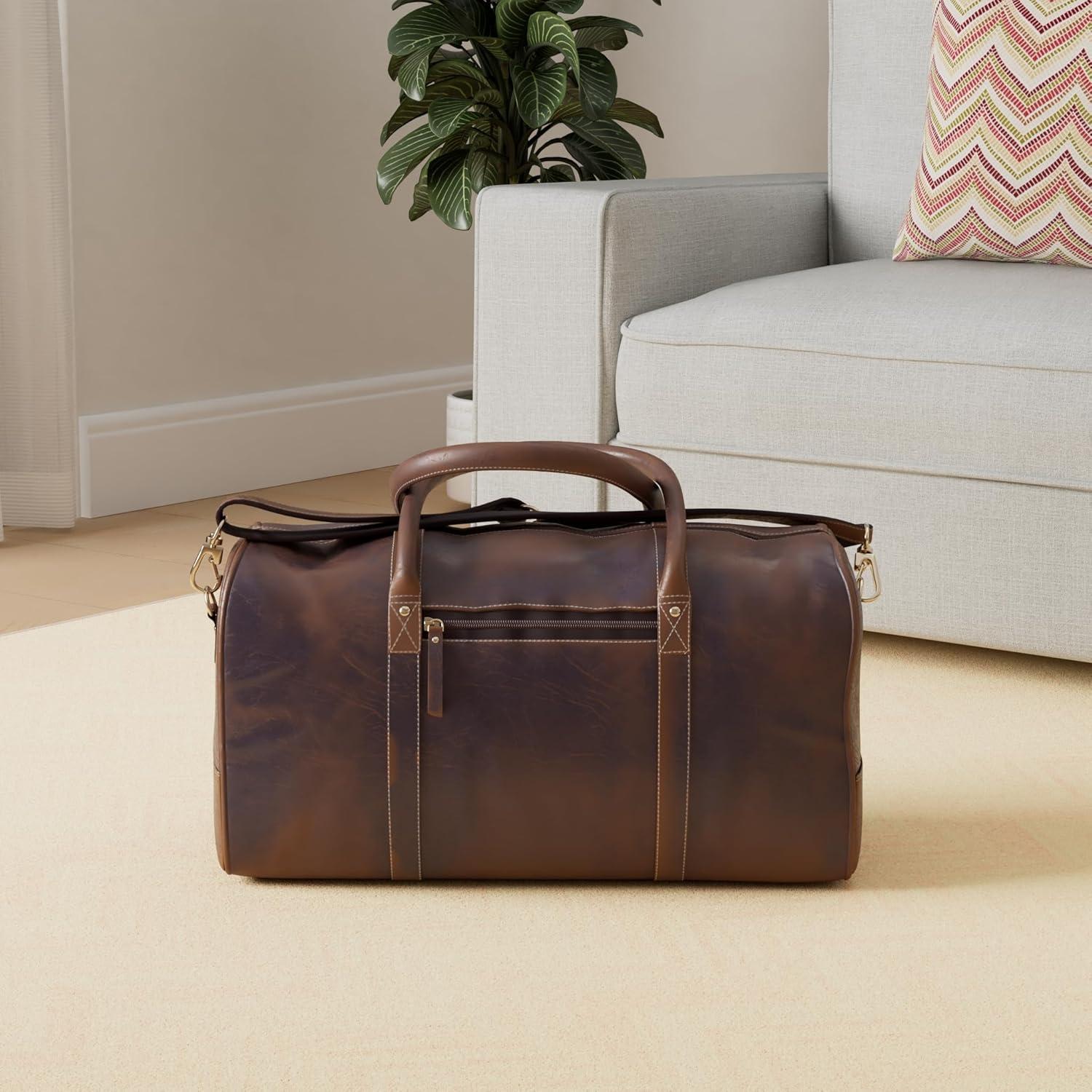 Bolsa de Viaje de Cuero KomalC 61 cm Marrón Envejecido Unisex