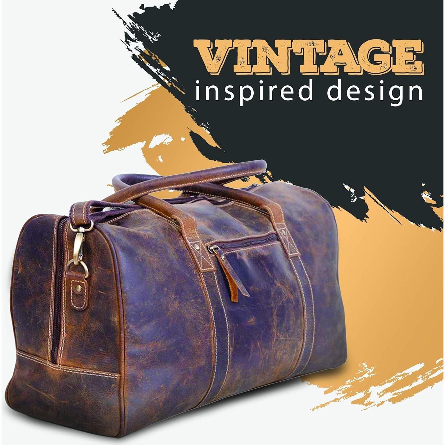 Bolsa de Viaje de Cuero KomalC 61 cm Marrón Envejecido Unisex