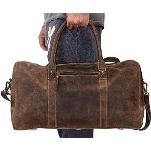 Bolsa de Viaje de Cuero KomalC 61 cm Marrón Envejecido Unisex