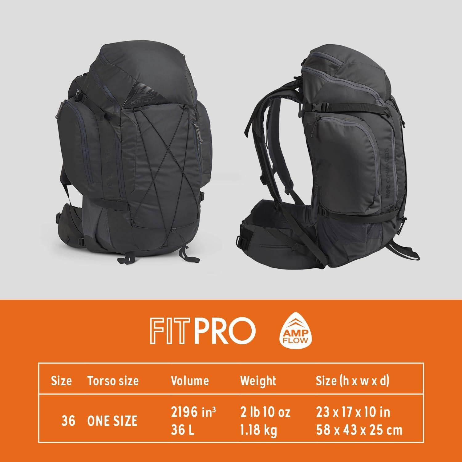Mochila Kelty Redwing 36L Negra para Senderismo y Viajes