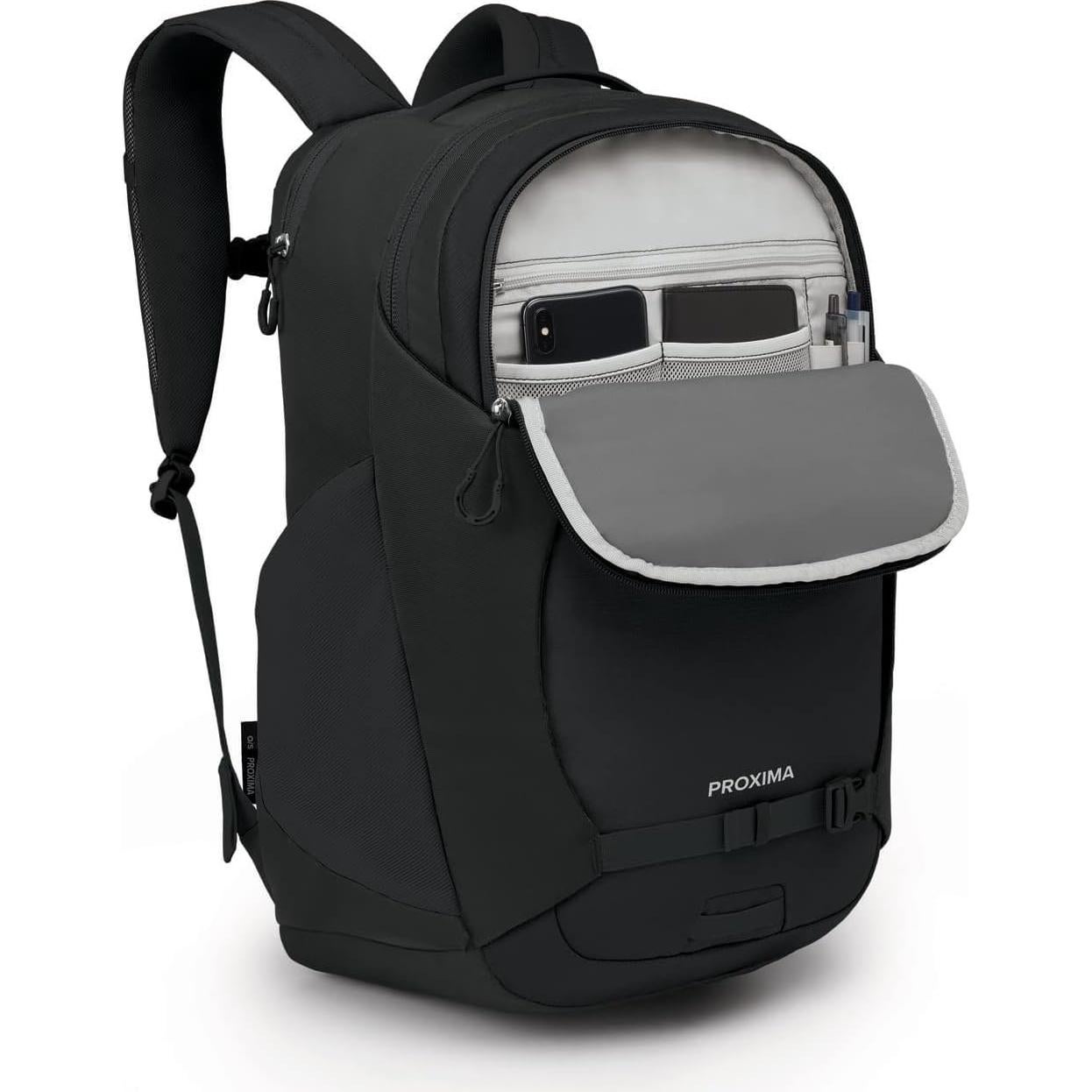 Proxima 30L Campus Laptop Backpack – Organized Everyday Pack with Tech Storage, Water Bottle Pockets, and Comfortable Carry – Perfect for School, Commute, and Travel, Black