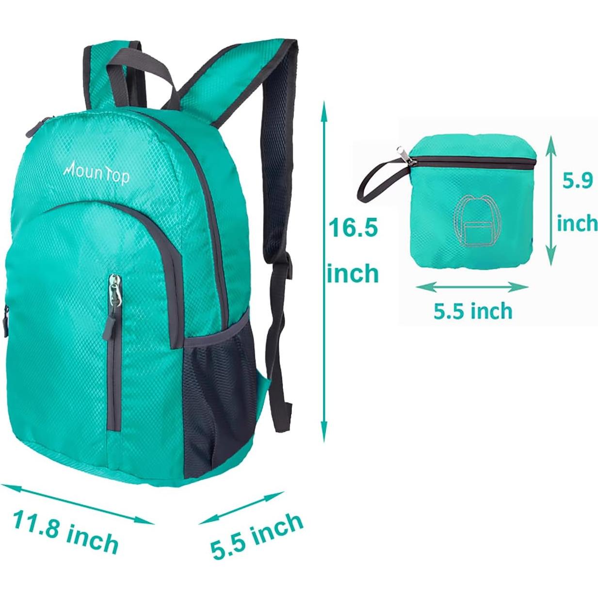 Mochila Plegable Ligera Jinlai Verde Azulado Resistente al Agua