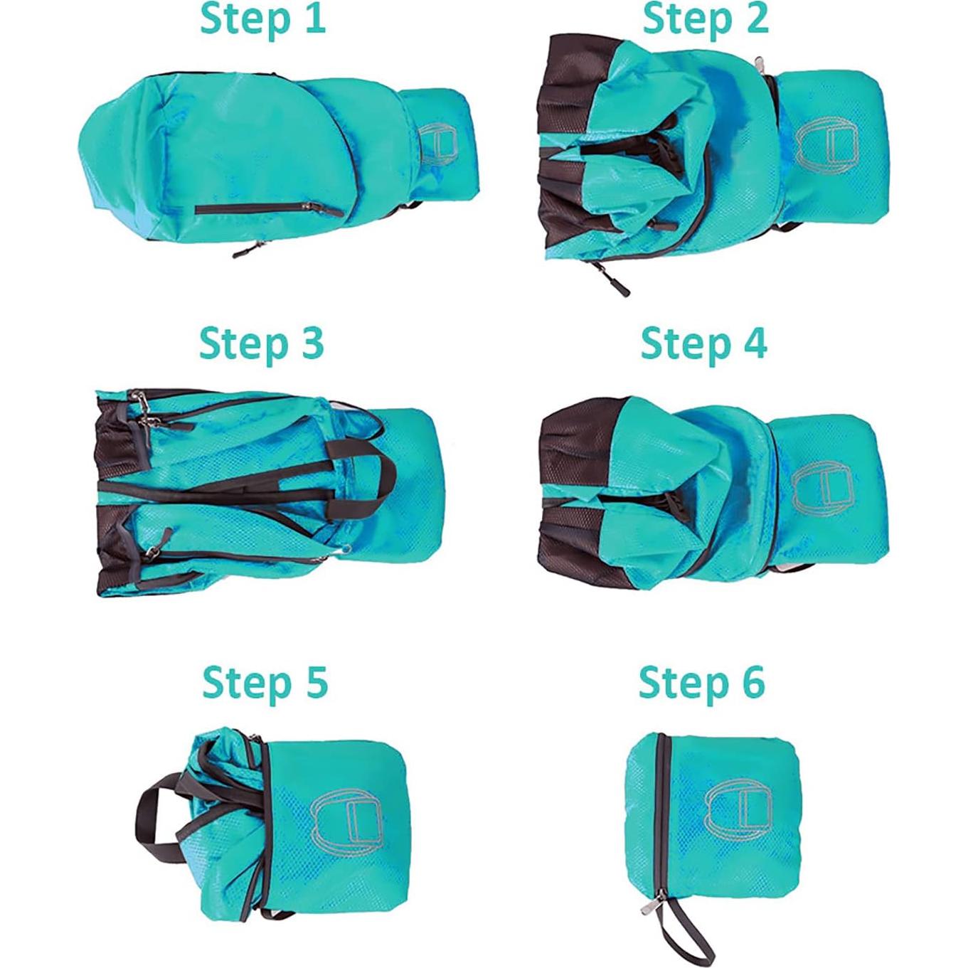 Mochila Plegable Ligera Jinlai Verde Azulado Resistente al Agua