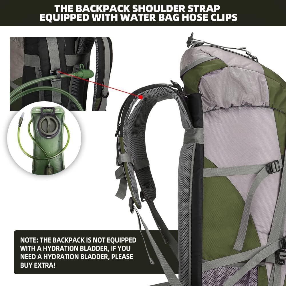 Mochila de Senderismo King'sGuard 70L Impermeable Verde Militar