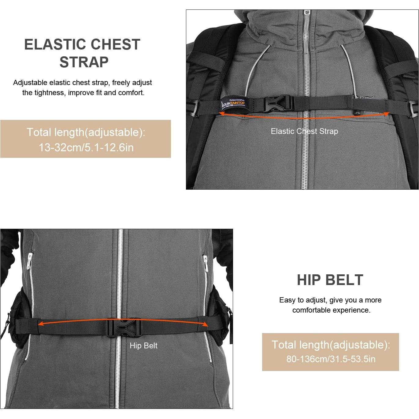 Mochila de Senderismo MOUNTAINTOP 40L Unisex Resistente y Ligera