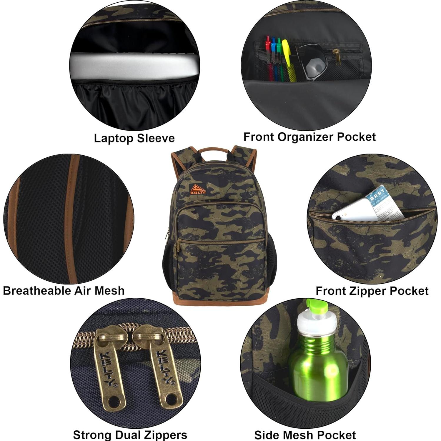 Mochila de Senderismo Kelty 25L para Laptop 18" Camuflaje