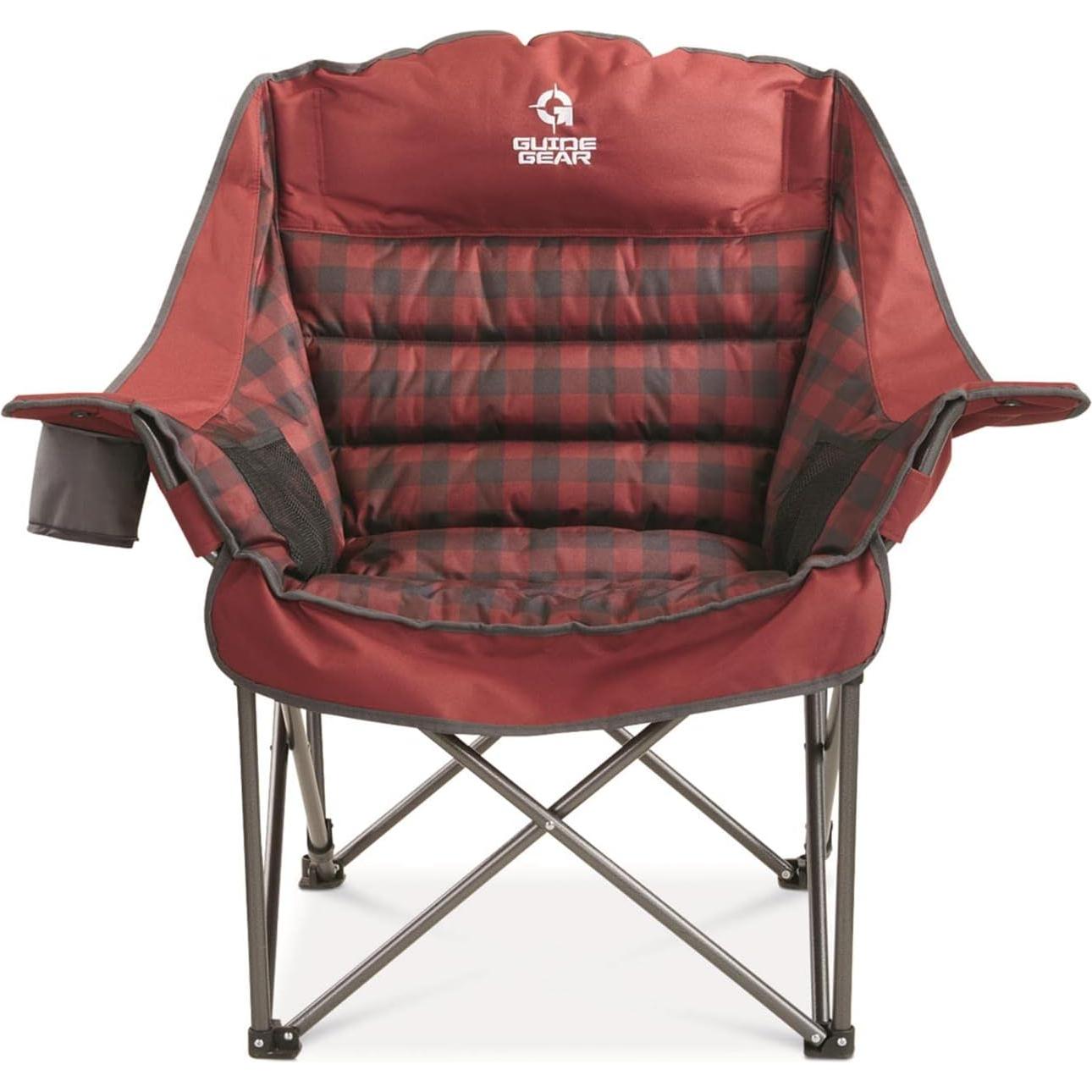 Silla de Camping Plegable Guía Gear XL Cuadros Rojos 400 lb