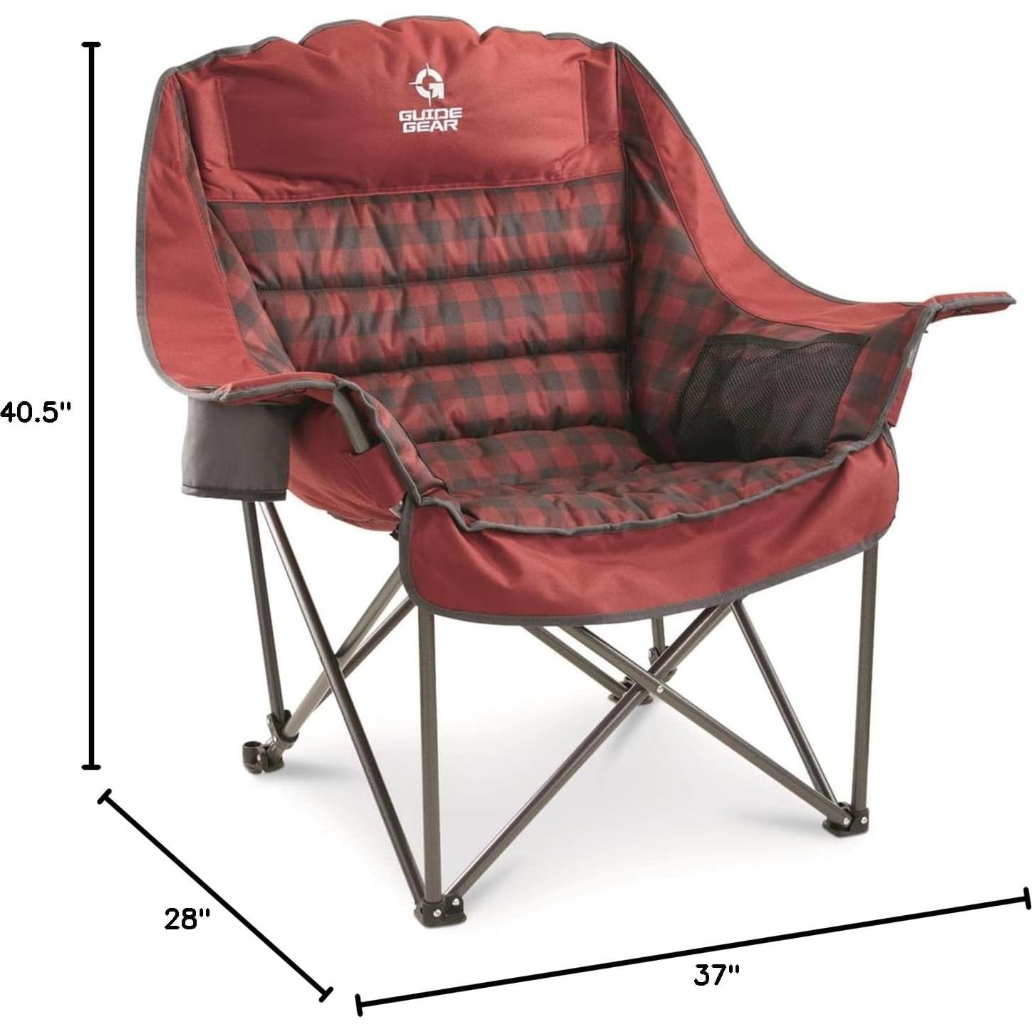 Silla de Camping Plegable Guía Gear XL Cuadros Rojos 400 lb