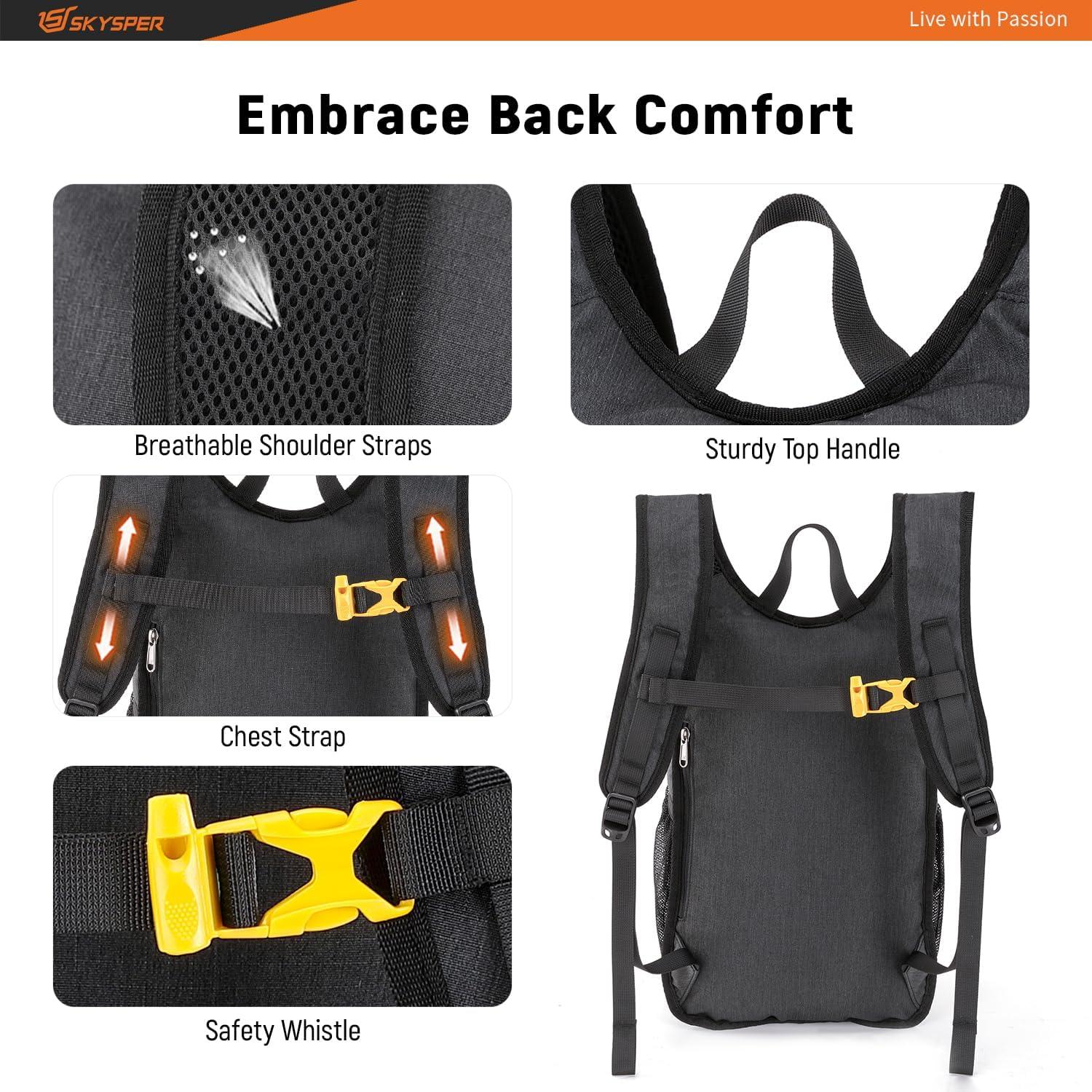 Mochila de Senderismo Plegable SKYSPER Iminix 15L Negra