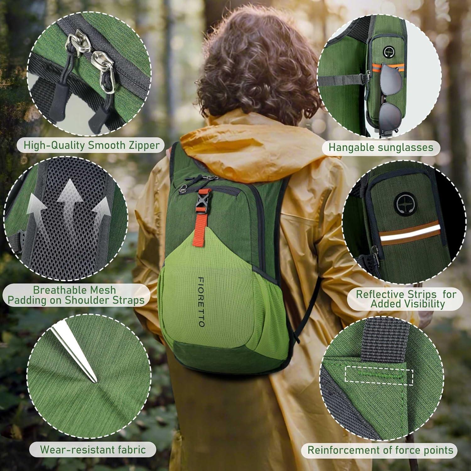 Mochila de Senderismo FIORETTO 15L Plegable Verde Unisex