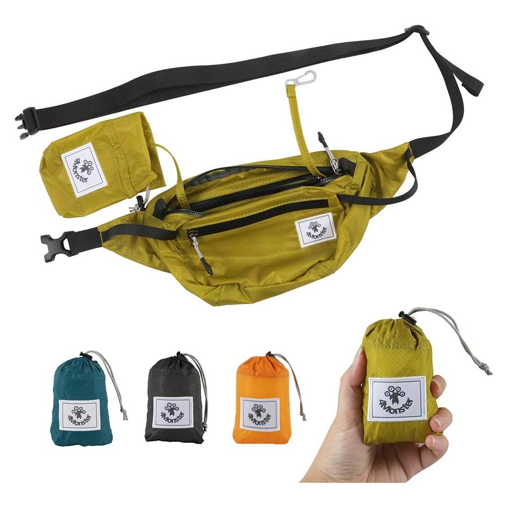 4Monster Hiking Waist Packs Portable,Water Resistant Fanny Bag with Adjustable Strap,Lightweight Crossbody Chest Bag Slim Bag