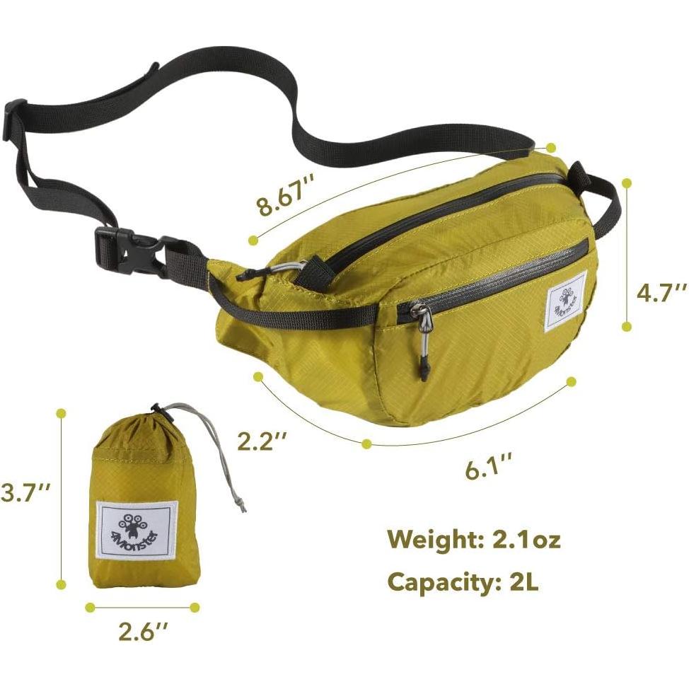 4Monster Hiking Waist Packs Portable,Water Resistant Fanny Bag with Adjustable Strap,Lightweight Crossbody Chest Bag Slim Bag
