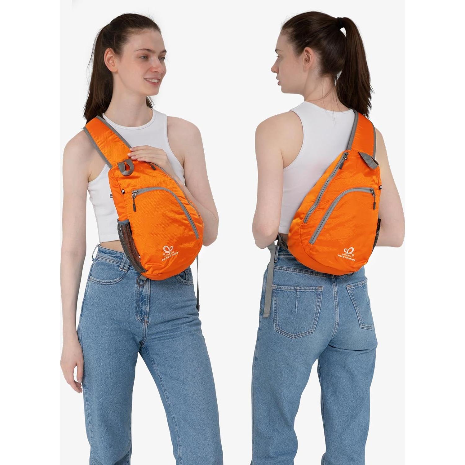 WATERFLY Crossbody Sling Bag Small Water Resistant Backpack Lightweight Shoulder Chest Daypack for Men Women Hiking Travel