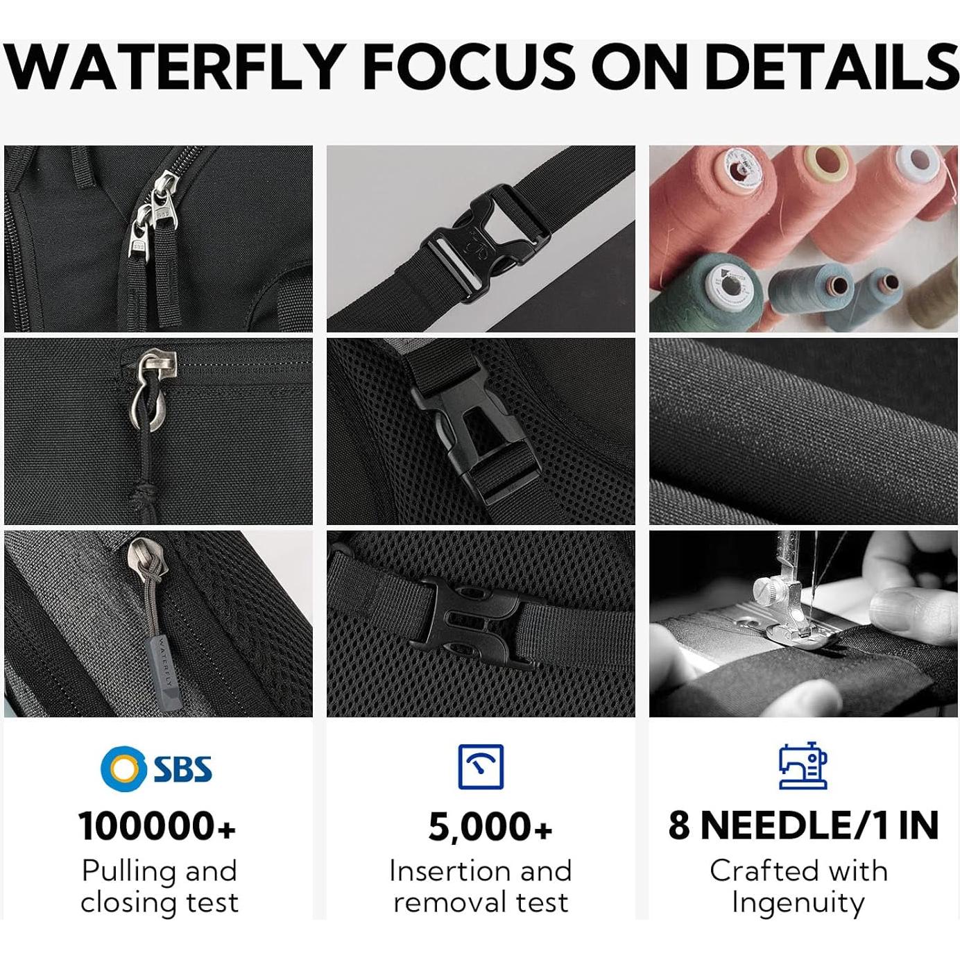 WATERFLY Crossbody Sling Bag Small Water Resistant Backpack Lightweight Shoulder Chest Daypack for Men Women Hiking Travel