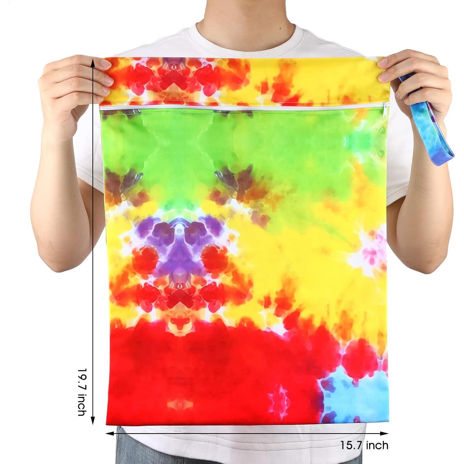 Shappy 2 Pcs Large Travel Laundry Bag Washable Waterproof Wet Dry Bag Large Dirty Clothes Bag Bathing Workout Bag(Tie Dye Style)