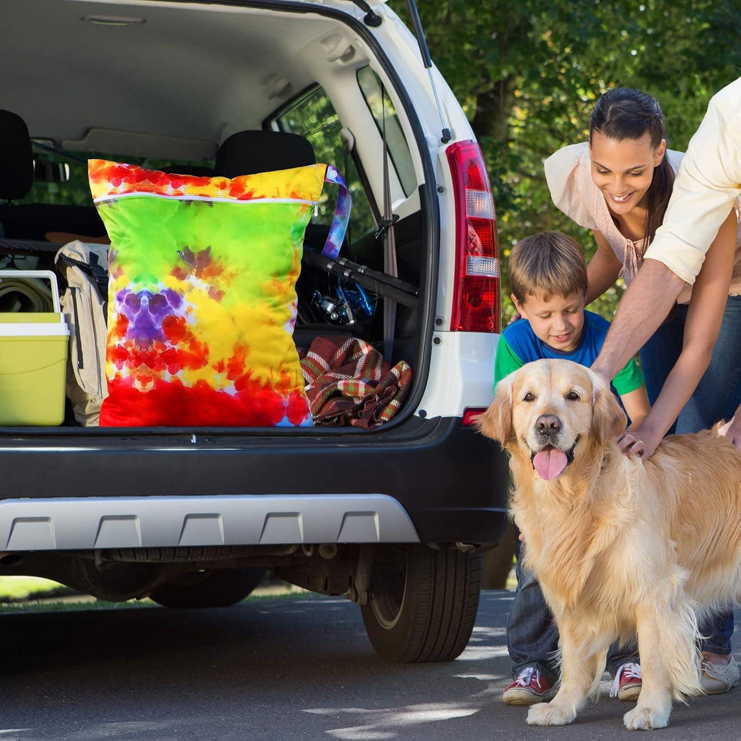 Shappy 2 Pcs Large Travel Laundry Bag Washable Waterproof Wet Dry Bag Large Dirty Clothes Bag Bathing Workout Bag(Tie Dye Style)